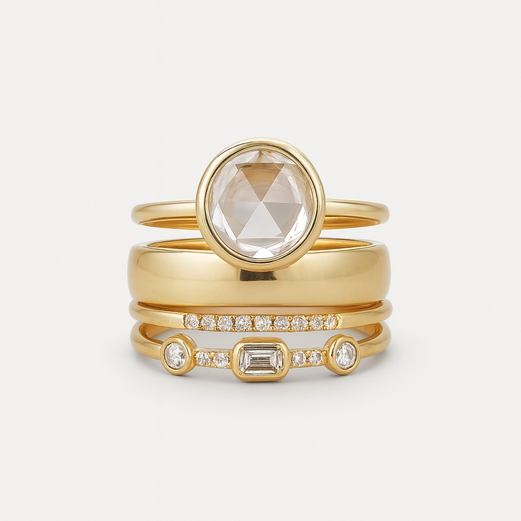 Vintage guldring med zirkon