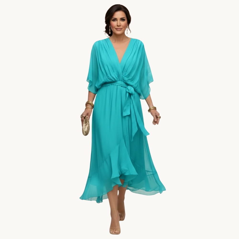Marta™️ | Chiffon kjole med V-udskæring