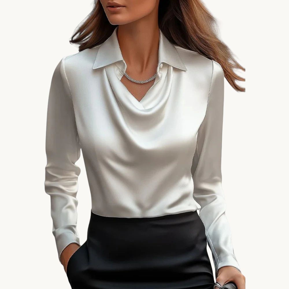 Rose – Draperet Satin Top med Luksuriøs Finish