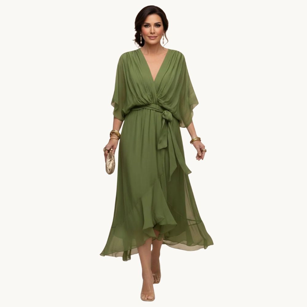 Marta™️ | Chiffon kjole med V-udskæring