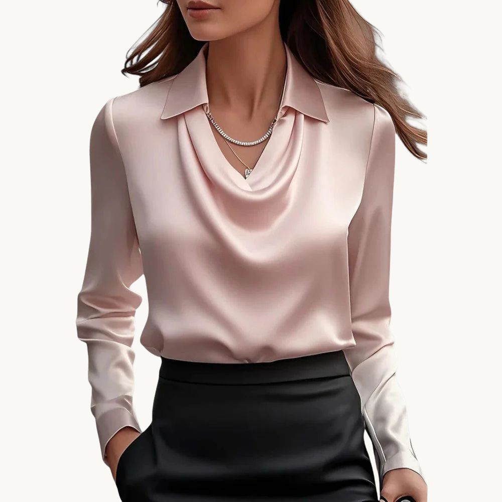 Rose – Draperet Satin Top med Luksuriøs Finish