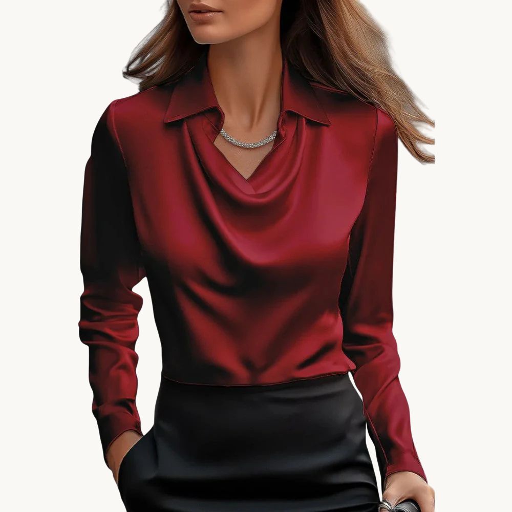 Rose – Draperet Satin Top med Luksuriøs Finish