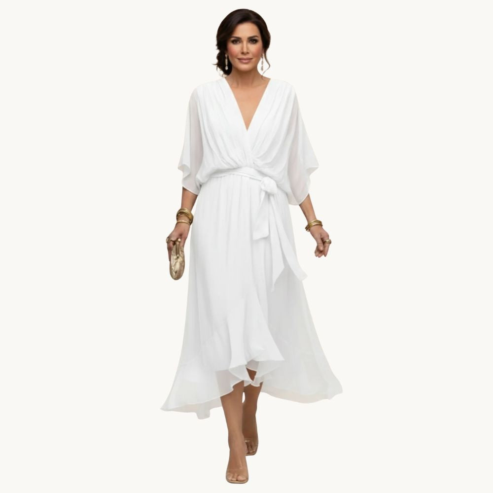 Marta™️ | Chiffon kjole med V-udskæring