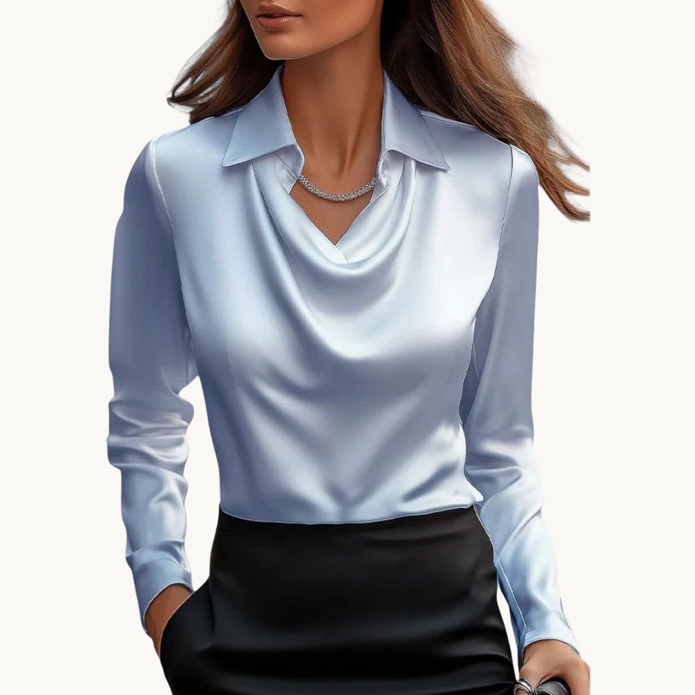 Rose – Draperet Satin Top med Luksuriøs Finish