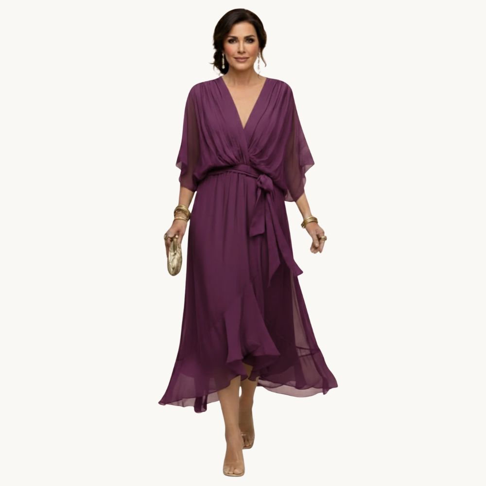 Marta™️ | Chiffon kjole med V-udskæring