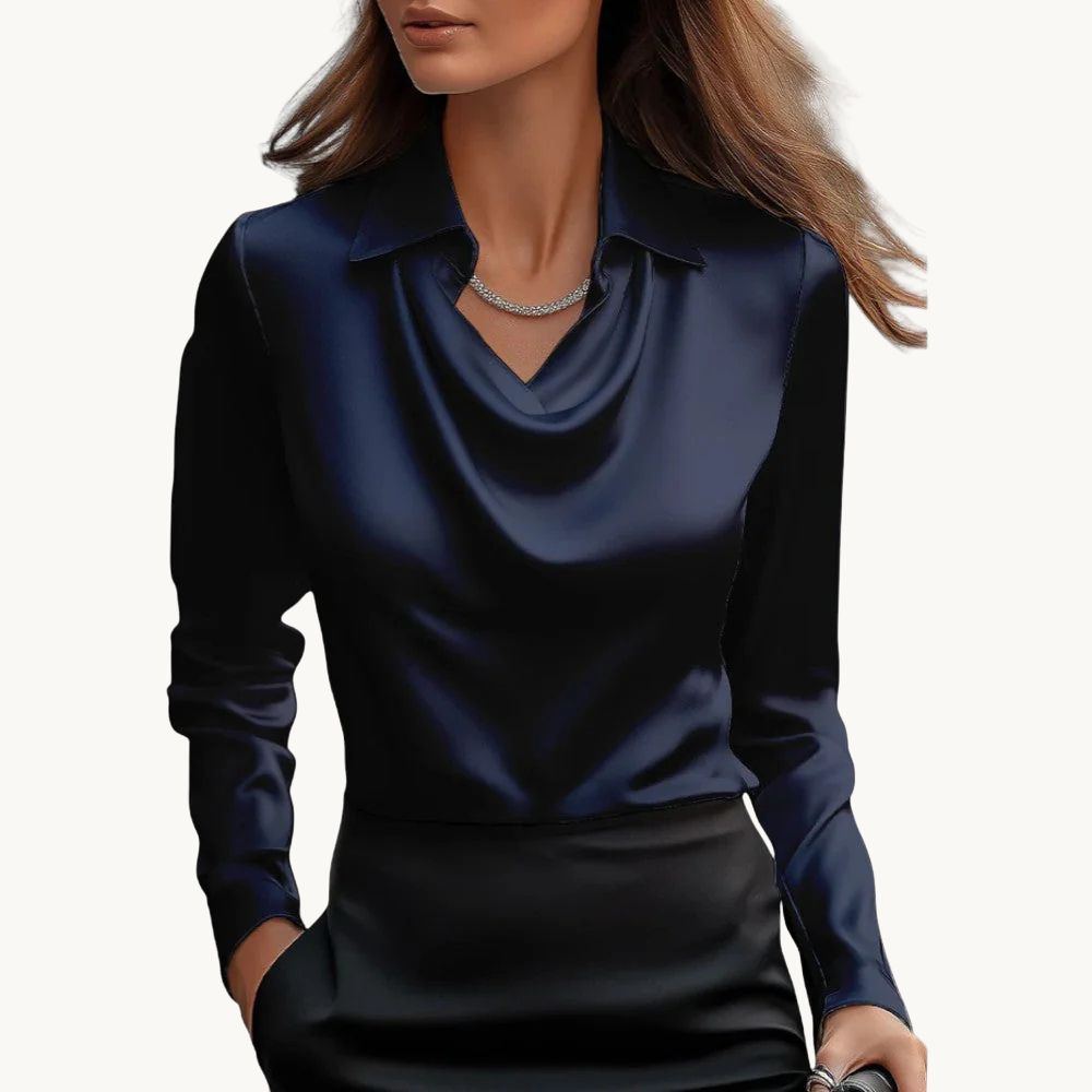 Rose – Draperet Satin Top med Luksuriøs Finish
