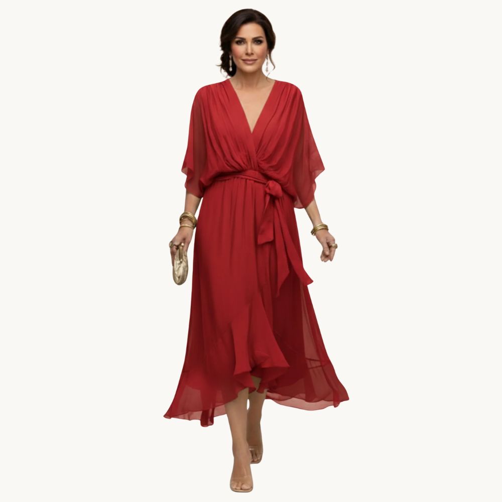Marta™️ | Chiffon kjole med V-udskæring