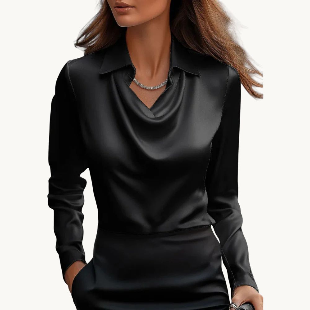 Rose – Draperet Satin Top med Luksuriøs Finish