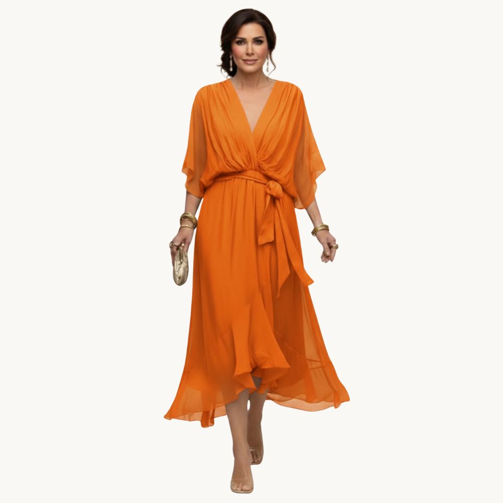 Marta™️ | Chiffon kjole med V-udskæring