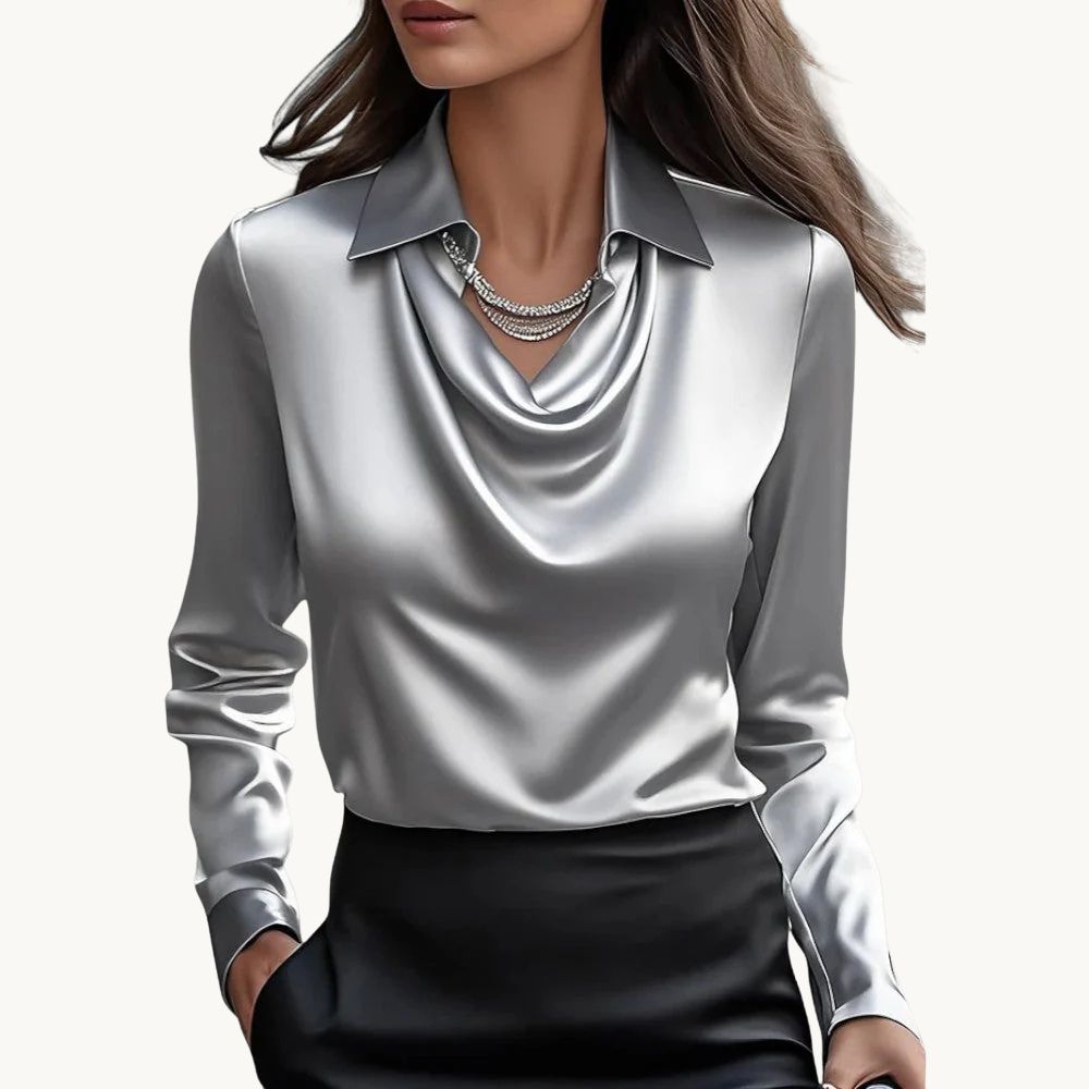 Rose – Draperet Satin Top med Luksuriøs Finish