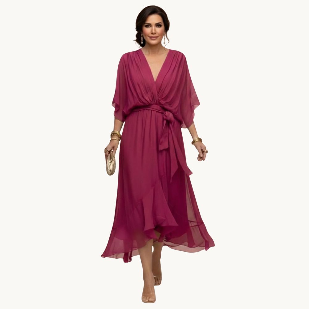 Marta™️ | Chiffon kjole med V-udskæring